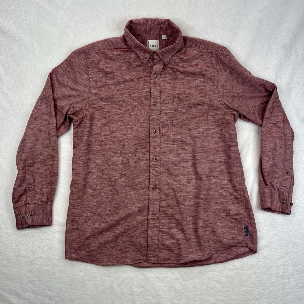 ROWM Mens Sz Large Red Long‎ Sleeve Button Up Button Down Shirt